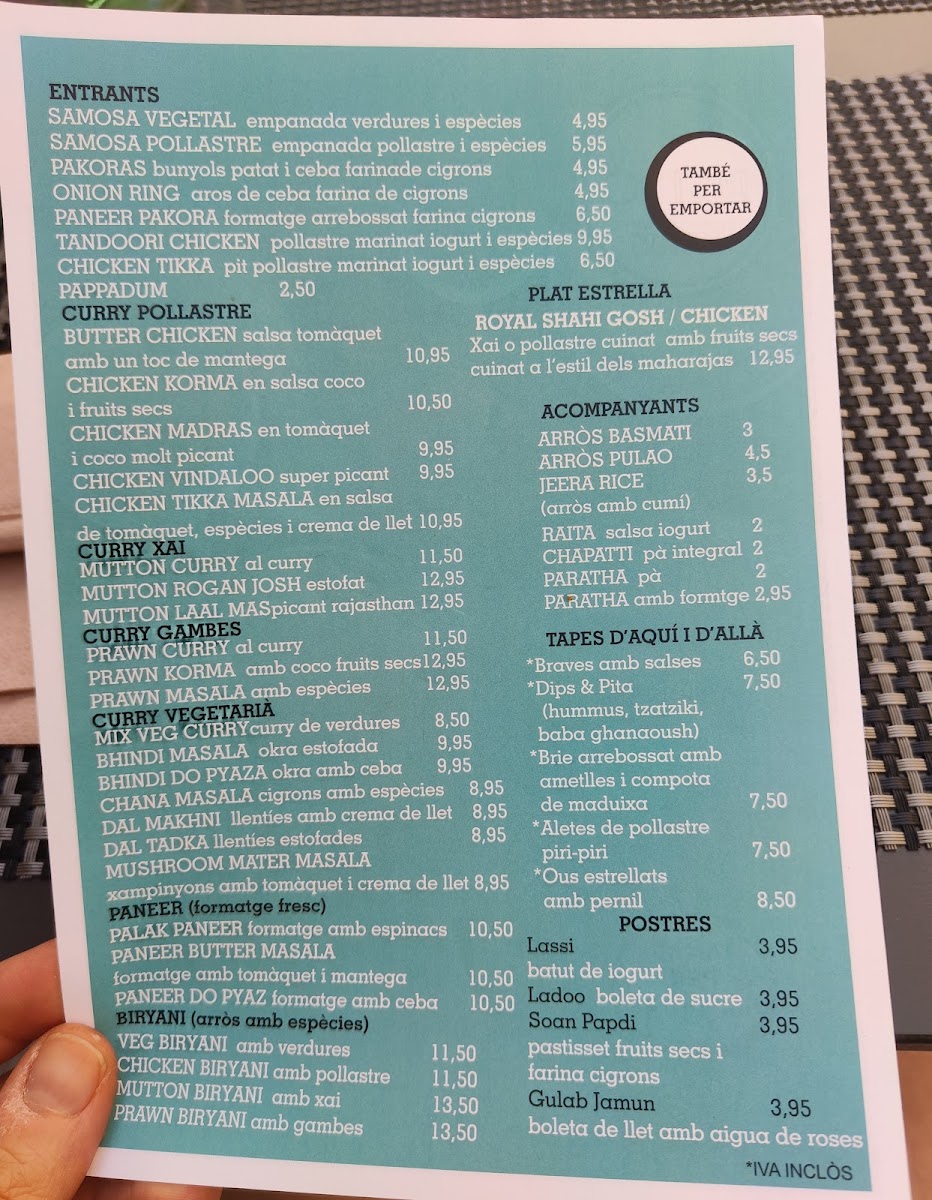 Menu Bistro Restaurant - Menjar De L’India-10