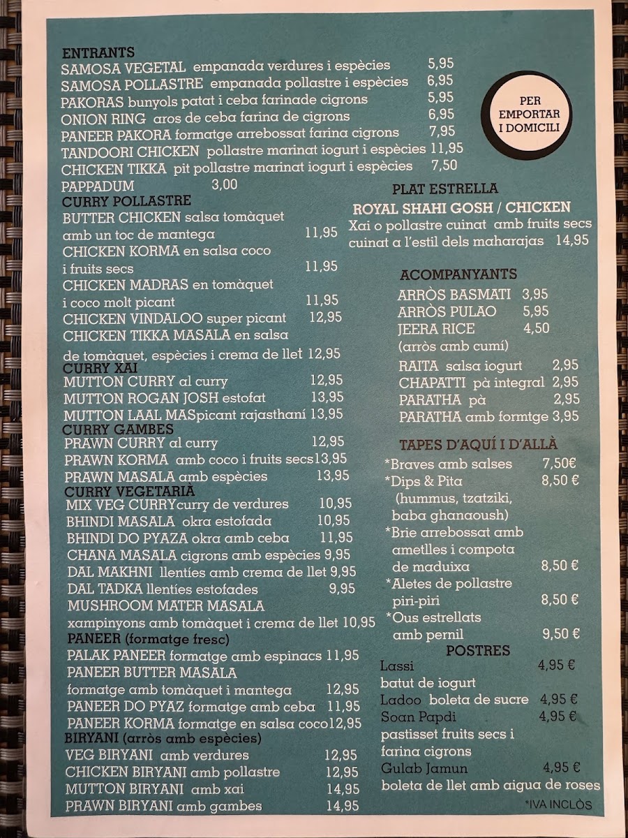 Menu Bistro Restaurant - Menjar De L’India-4