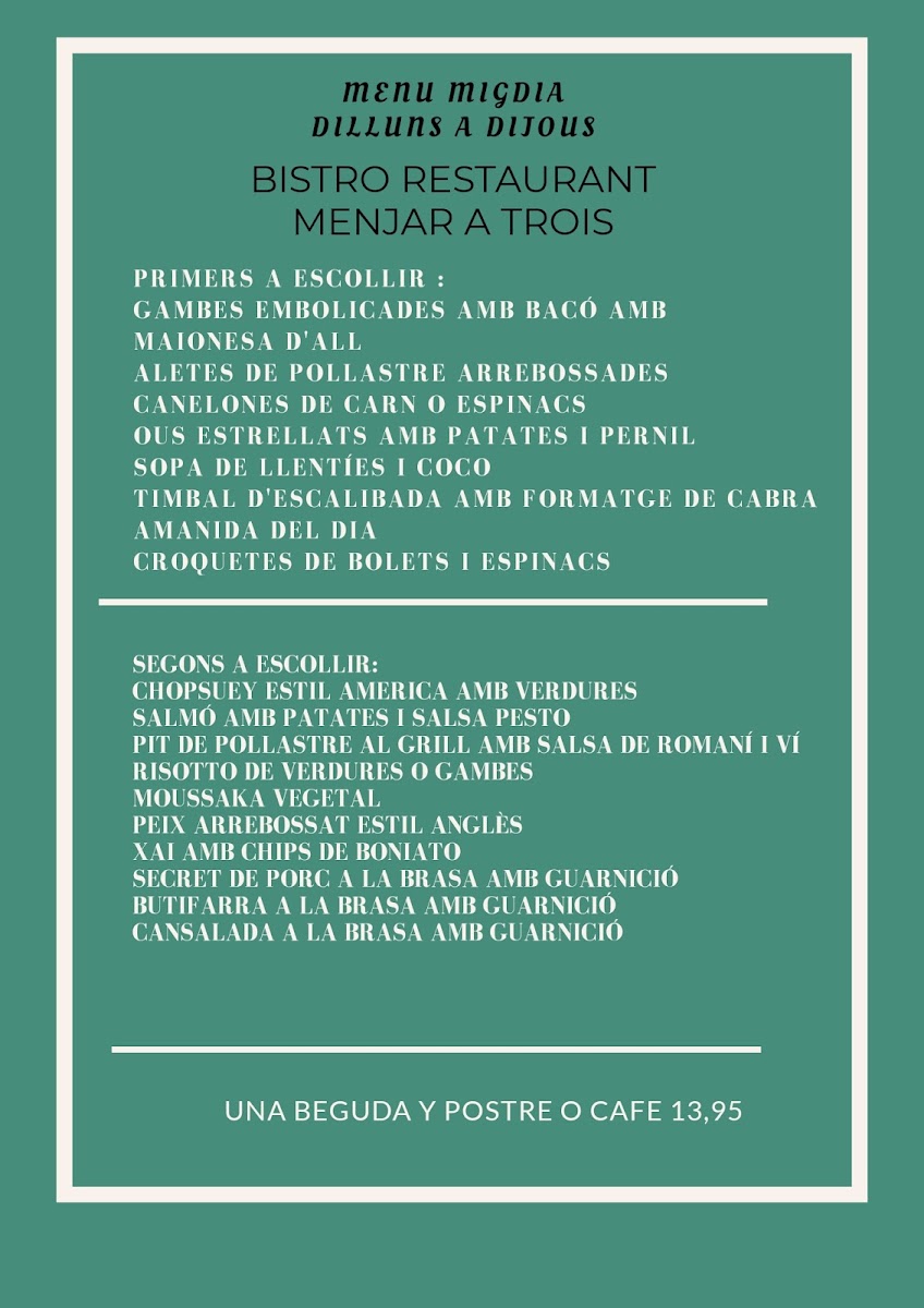 Menu Bistro Restaurant - Menjar De L’India-7